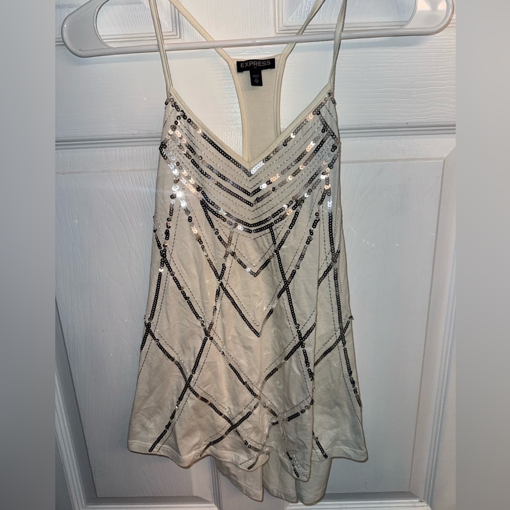 Express White sequin tank Top from June 2009
